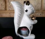 BRAND NEW Dusk Squirrel Gold and White tealight holder