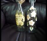 2 hand painted bottles