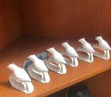 6 white bird ceramic napkin holders