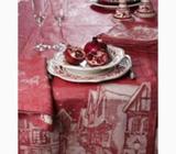 100% LINEN European Made Christmas in Town Jacquard Tablecloth