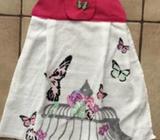 Hanging Hand Towel - Cerise Top - Humming Bird & Butterflies NEW