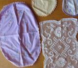 DOILIES X 4 ASSORTED LARGE 35CM LONG ,SMALL 15CH DIA. $10 THE LOT