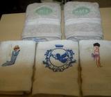 5 lovely embroidered Hand Towels, 3 Angels and His and Hers