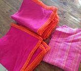 Hot pink and orange napkins and placemats x 6