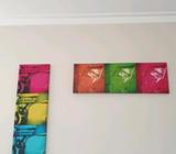 Two colorful canvas