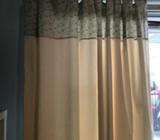Curtains lampshade and pictures