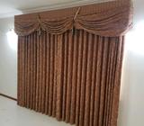 CURTAINS in rust/terracotta colour, pelmet & tracking 2 availab