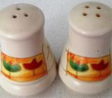 Hand painted ceramic salt & pepper shaker set