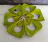 Vintage Green Enameled Metal Trivet