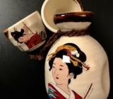Sake Bottle and 2 Cups