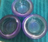 Purple candle glass x3