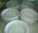 10 ramekins white round - 5 x - 6cm. 5 x 7cm. Dishwasher. Oven. M