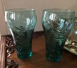 2 Glass cocacola cups
