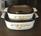 Corningware flower 2l and 1l casseroles w lids