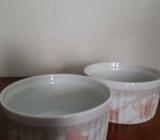 2 small ramkins made in Japan, fluted sides with floral motifs