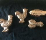 Copper display baking tins antique copy