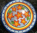 Painted orange Lilly serving plate