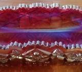 Red Carnival Glass Smith Iridescent Banana Split Bowl set of 2