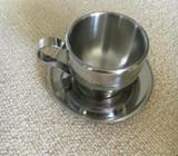 Stainless steel Cappucino cup 6.5oz / saucer x 2