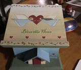 Beautiful bless this home country wooden recipe box