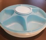 Blue Tupperware Serving Centre with Dip Bowl