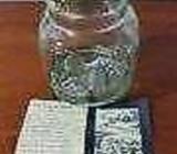 Seagull ware pewter and glass Tea caddy / coffee jar