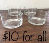4 beautiful glass bowls, dessert bowls, dip bowls