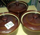 Pearsons of Chesterfield - 3 x casserole bowls with lids