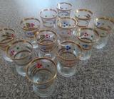 12x 47 year old gold plated patterned sherry glasses