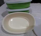 SET 4 STONEWARE CONTAINERS WITH LIDS