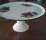 Christmas pointsetia pedistal plate