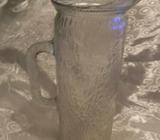 Glass Jug 1 Litre Long Slim Textured 4 Water Juice/Milk $8 Firm