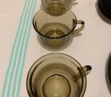 ARCOROC FRANCE--3 COFFEE CUPS AND 5 PLATES 8 CAKE PLATES