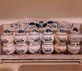 Old blue and white spice set