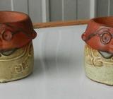 Grandma Egg Cup x 2 Gempo Pottery Made in Japan, 1972 - 1974