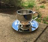 Stainless Steel Cappuchino Cup and Saucer