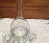 Glass Carafe & 4 shot glasses