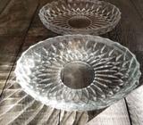 Two crystal serving platters