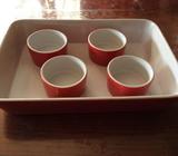 Ceramic cooking tray and ramekins
