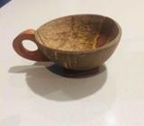 Half coconut shell cup with stand bottom