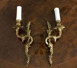 2 Vintage Ornate French Bronze Wall Sconces