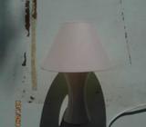 cream chinaware side lamp with coolie-hat style shade