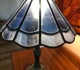 Leadlight lamp with Pompeii base