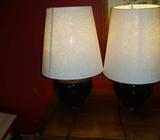2 NEAR NEW Black Rounded base ceramic with Large white shades
