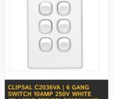 Clipsal C2036VA | 6 Gang Switch 10Amp 250v White