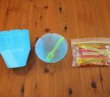 Kids party plastic bowls and spoons (20)