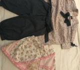 Bebe cord skirt and floral blouse and trousers age 2-3