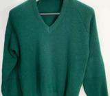 Knitted V-Neck Bottle Green School Pullover