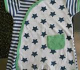 Baby boy Size 000 short onesie stars & stripes blue green cotton