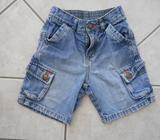 Boys Size 1 - 2 Stress Torn Look Blue Denim Cargo Shorts Old Navy